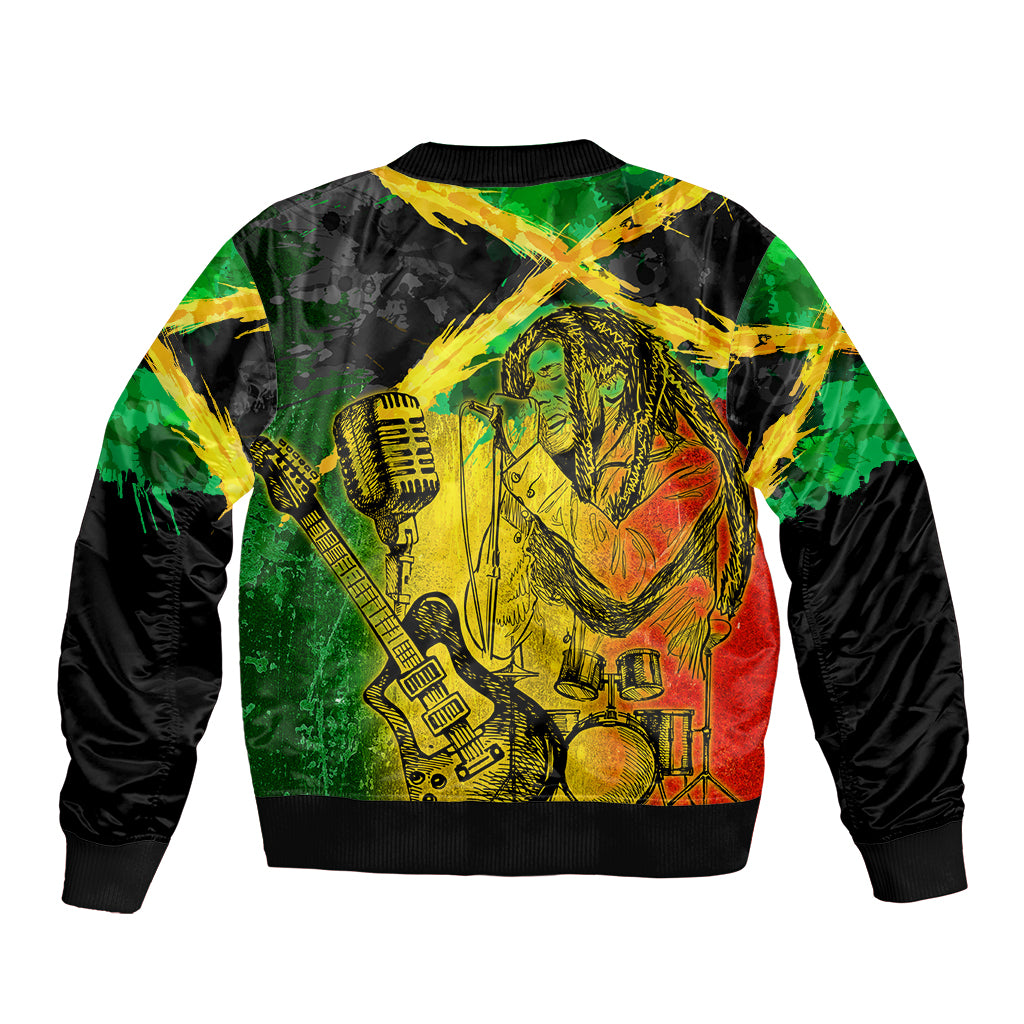 Jamaican Reggae Singer Sleeve Zip Bomber Jacket B-Marley Reggae Grunge - Wonder Print Shop