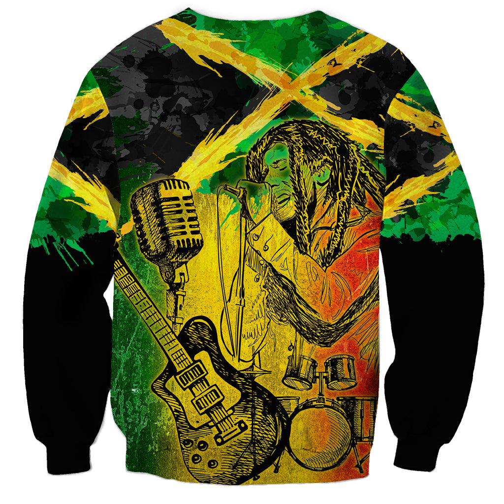 Jamaican Reggae Singer Sweatshirt B-Marley Reggae Grunge - Wonder Print Shop