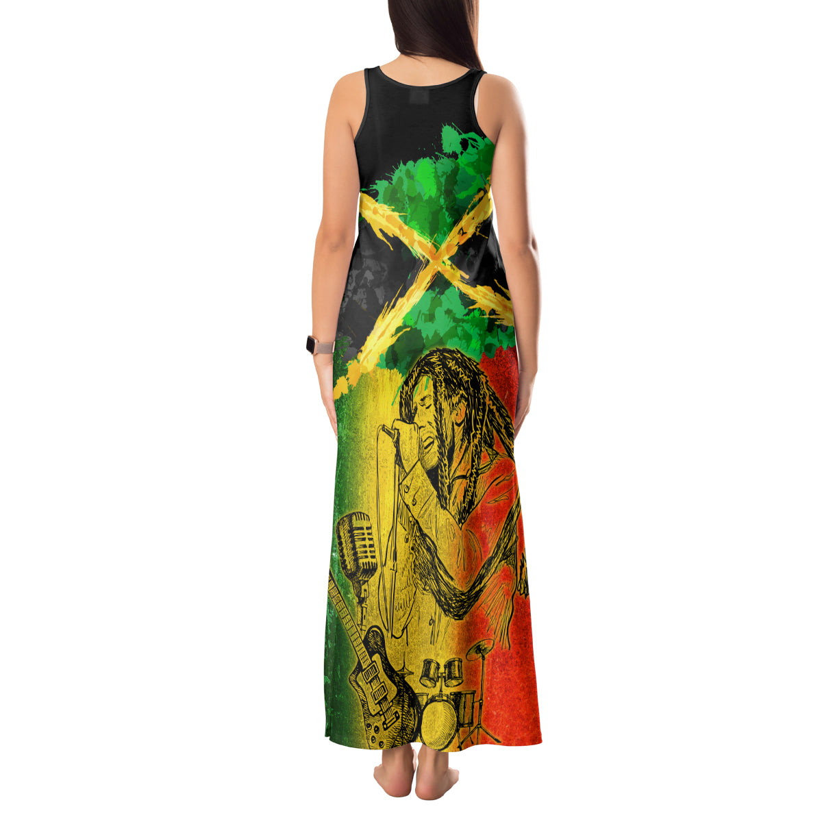 Jamaican Reggae Singer Tank Maxi Dress B-Marley Reggae Grunge - Wonder Print Shop