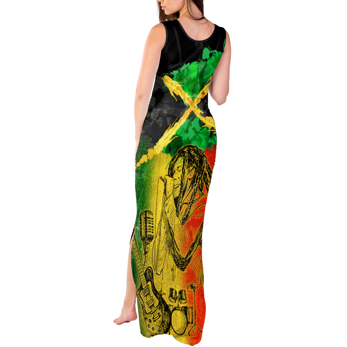 Jamaican Reggae Singer Tank Maxi Dress B-Marley Reggae Grunge - Wonder Print Shop
