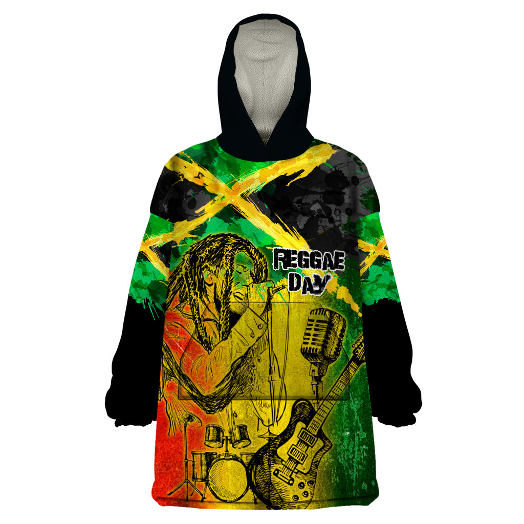 Jamaican Reggae Singer Wearable Blanket Hoodie B-Marley Reggae Grunge - Wonder Print Shop