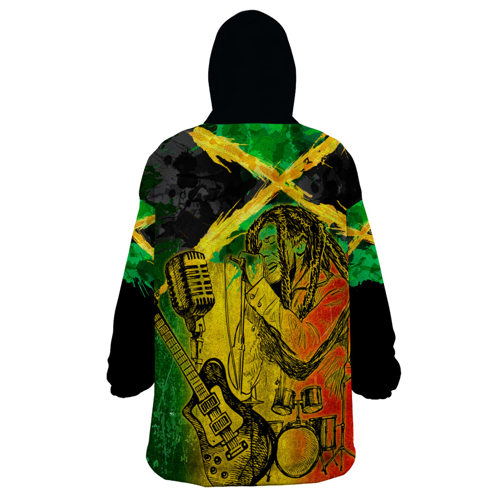 Jamaican Reggae Singer Wearable Blanket Hoodie B-Marley Reggae Grunge - Wonder Print Shop