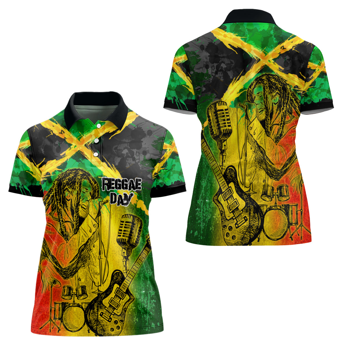 Jamaican Reggae Singer Women Polo Shirt B-Marley Reggae Grunge - Wonder Print Shop
