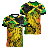 Jamaican Reggae Singer Women V-Neck T-Shirt B-Marley Reggae Grunge - Wonder Print Shop