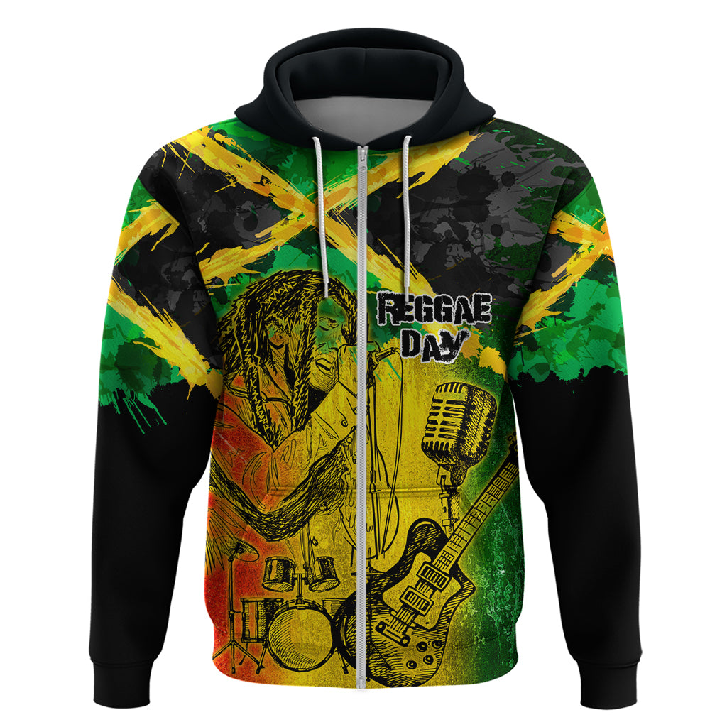 Jamaican Reggae Singer Zip Hoodie B-Marley Reggae Grunge - Wonder Print Shop