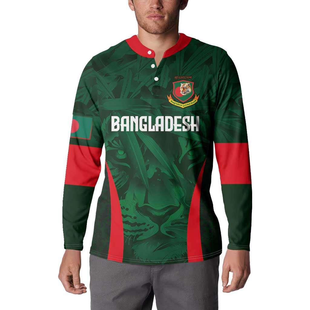 Custom Bangladesh Cricket Button Sweatshirt The Tigers Green-Red Glory