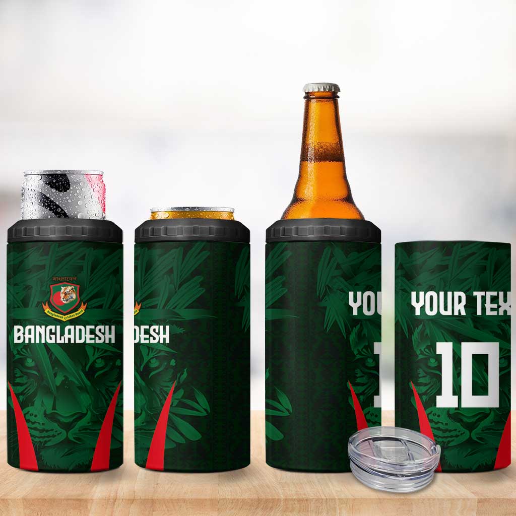 Custom Bangladesh Cricket 4 in 1 Can Cooler Tumbler The Tigers Green-Red Glory
