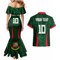 Custom Bangladesh Cricket Couples Matching Mermaid Dress and Hawaiian Shirt The Tigers Green-Red Glory