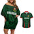 Custom Bangladesh Cricket Couples Matching Off Shoulder Short Dress and Hawaiian Shirt The Tigers Green-Red Glory