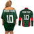 Custom Bangladesh Cricket Couples Matching Off Shoulder Short Dress and Long Sleeve Button Shirt The Tigers Green-Red Glory