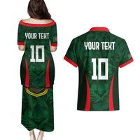 Custom Bangladesh Cricket Couples Matching Puletasi and Hawaiian Shirt The Tigers Green-Red Glory