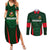 Custom Bangladesh Cricket Couples Matching Summer Maxi Dress and Long Sleeve Button Shirt The Tigers Green-Red Glory