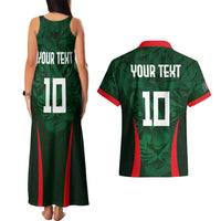 Custom Bangladesh Cricket Couples Matching Tank Maxi Dress and Hawaiian Shirt The Tigers Green-Red Glory