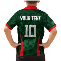 Custom Bangladesh Cricket Family Matching Mermaid Dress and Hawaiian Shirt The Tigers Green-Red Glory