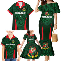 Custom Bangladesh Cricket Family Matching Mermaid Dress and Hawaiian Shirt The Tigers Green-Red Glory