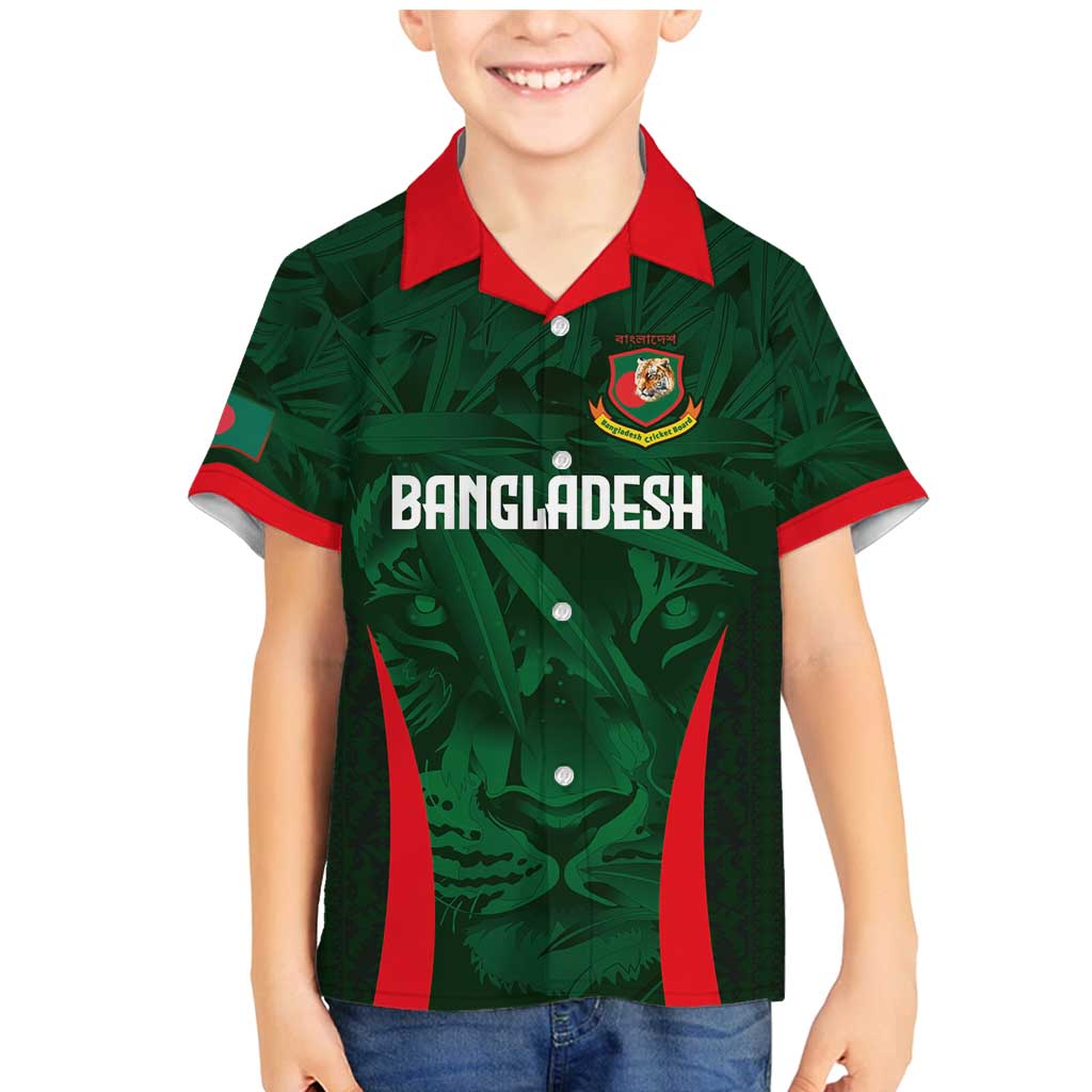 Custom Bangladesh Cricket Family Matching Mermaid Dress and Hawaiian Shirt The Tigers Green-Red Glory