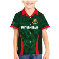 Custom Bangladesh Cricket Family Matching Mermaid Dress and Hawaiian Shirt The Tigers Green-Red Glory