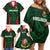 Custom Bangladesh Cricket Family Matching Off Shoulder Short Dress and Hawaiian Shirt The Tigers Green-Red Glory