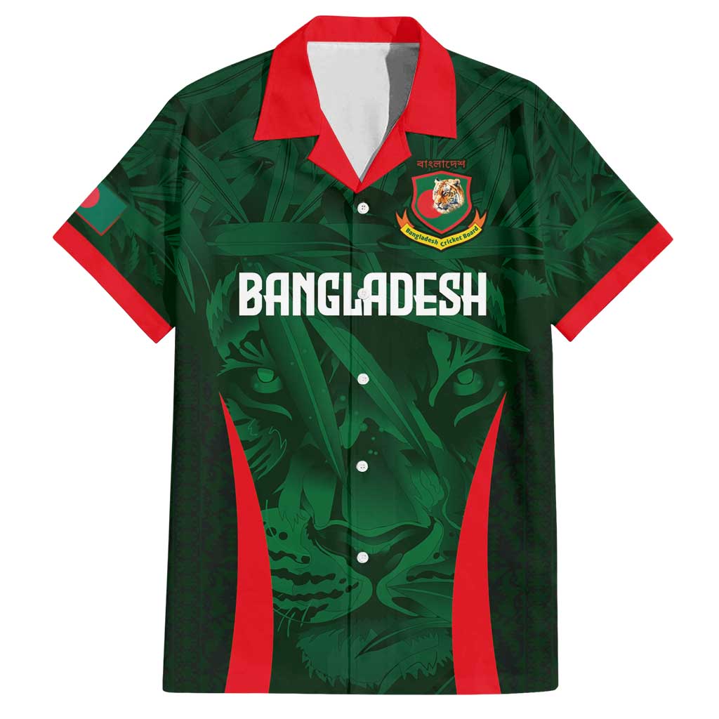 Custom Bangladesh Cricket Family Matching Puletasi and Hawaiian Shirt The Tigers Green-Red Glory