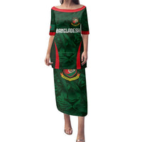 Custom Bangladesh Cricket Family Matching Puletasi and Hawaiian Shirt The Tigers Green-Red Glory