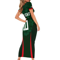 Custom Bangladesh Cricket Family Matching Short Sleeve Bodycon Dress and Hawaiian Shirt The Tigers Green-Red Glory