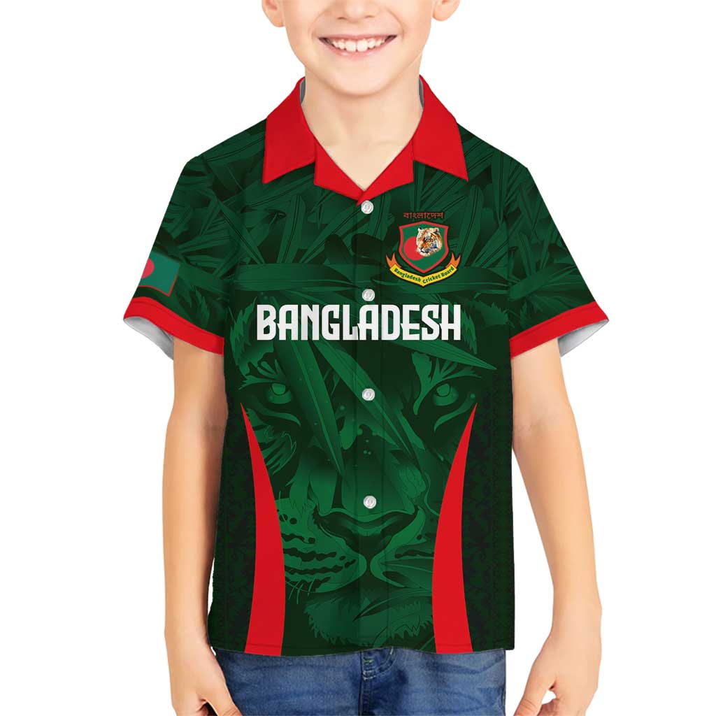 Custom Bangladesh Cricket Family Matching Summer Maxi Dress and Hawaiian Shirt The Tigers Green-Red Glory