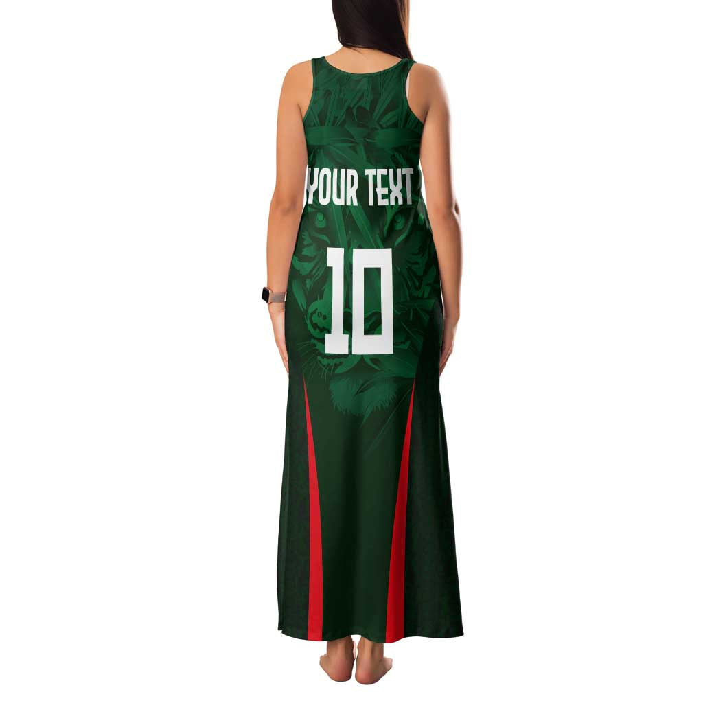 Custom Bangladesh Cricket Family Matching Tank Maxi Dress and Hawaiian Shirt The Tigers Green-Red Glory