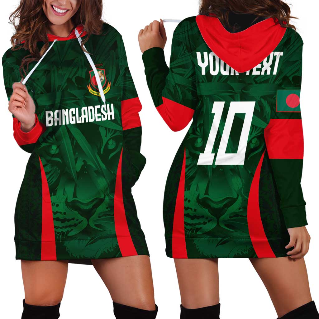 Custom Bangladesh Cricket Hoodie Dress The Tigers Green-Red Glory