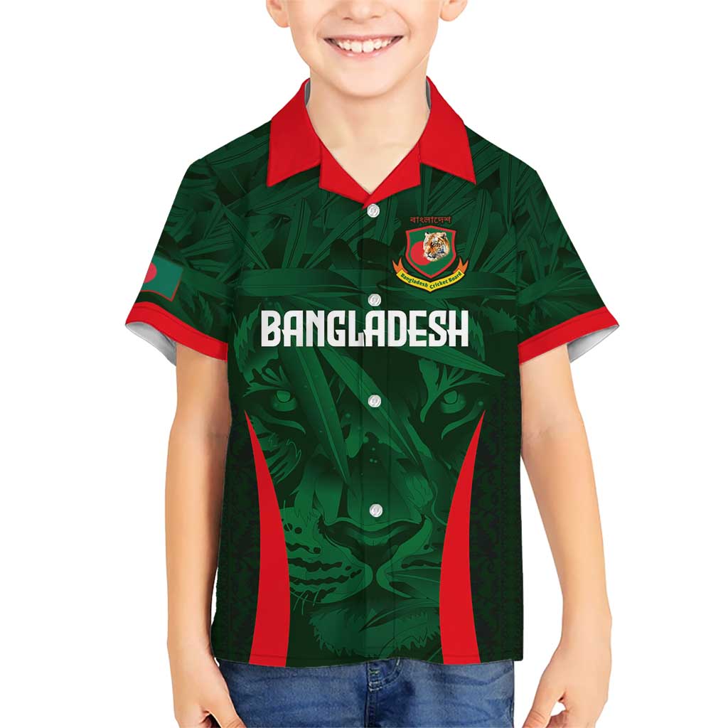 Custom Bangladesh Cricket Kid Hawaiian Shirt The Tigers Green-Red Glory