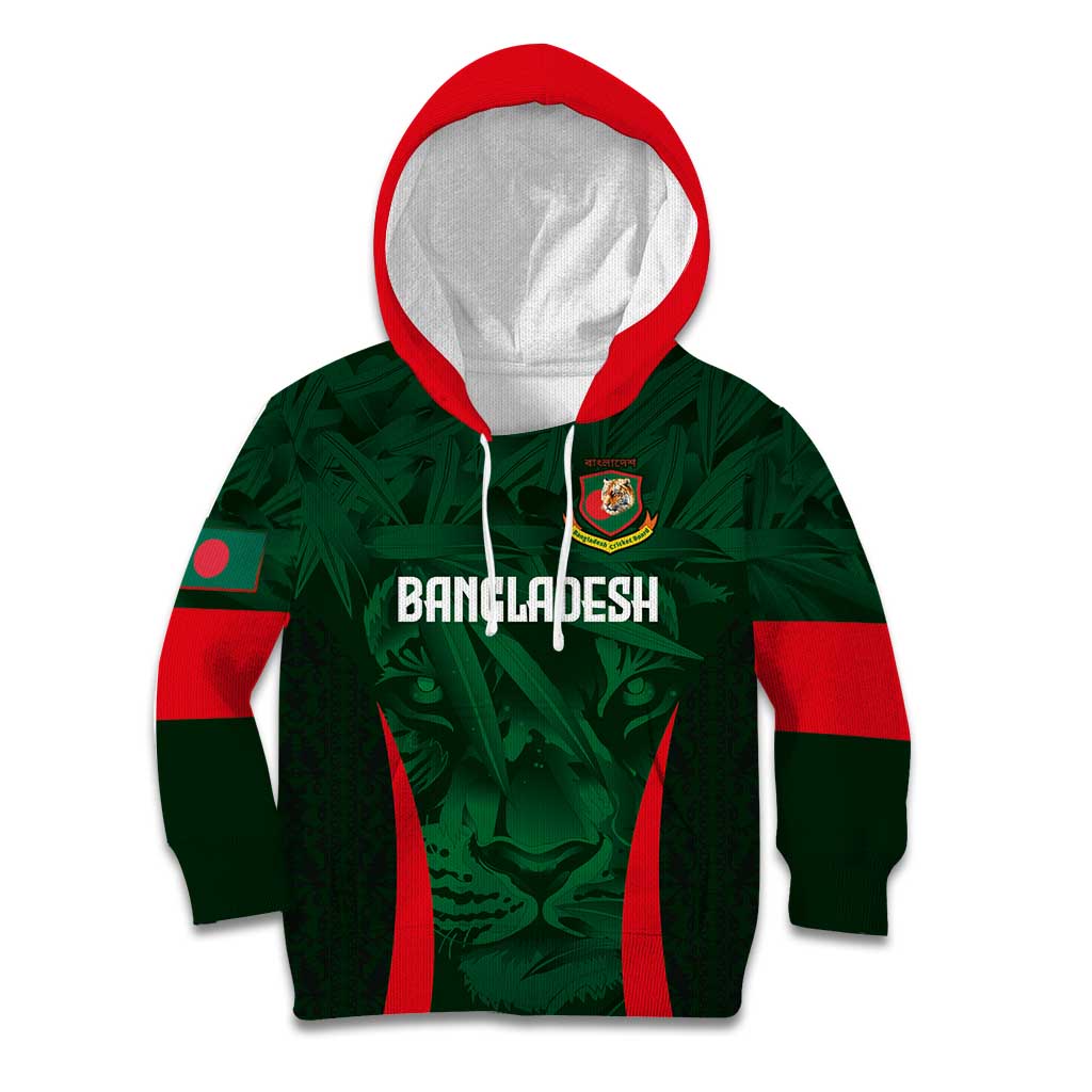 Custom Bangladesh Cricket Kid Hoodie The Tigers Green-Red Glory