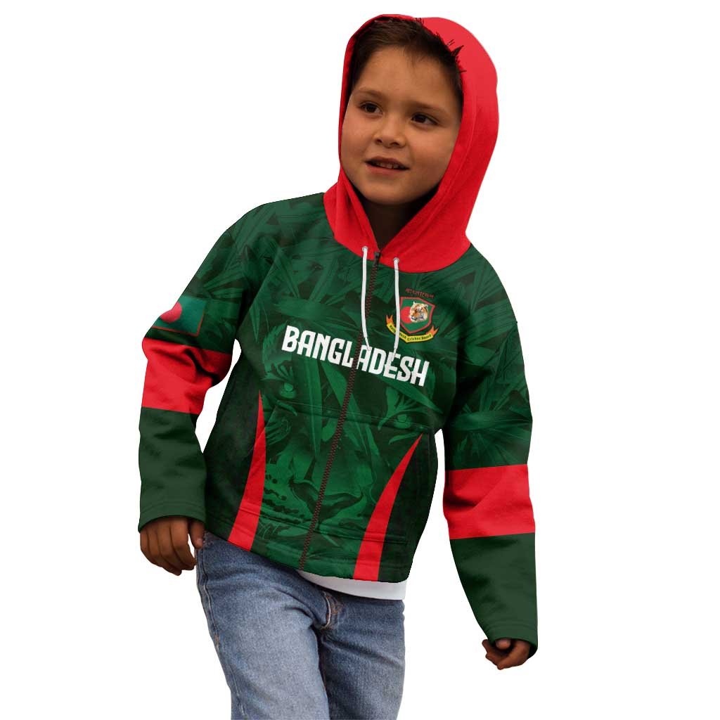 Custom Bangladesh Cricket Kid Hoodie The Tigers Green-Red Glory