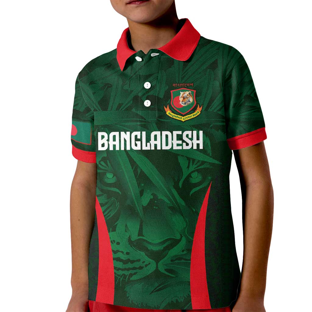 Custom Bangladesh Cricket Kid Polo Shirt The Tigers Green-Red Glory