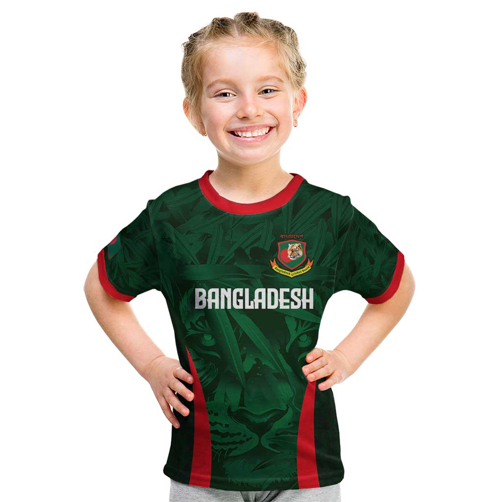 Custom Bangladesh Cricket Kid T Shirt The Tigers Green-Red Glory