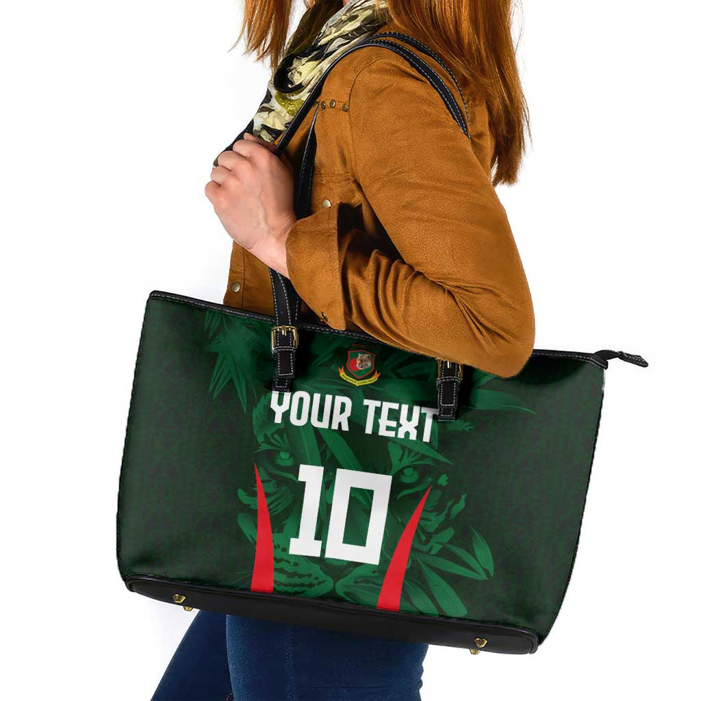 Custom Bangladesh Cricket Leather Tote Bag The Tigers Green-Red Glory