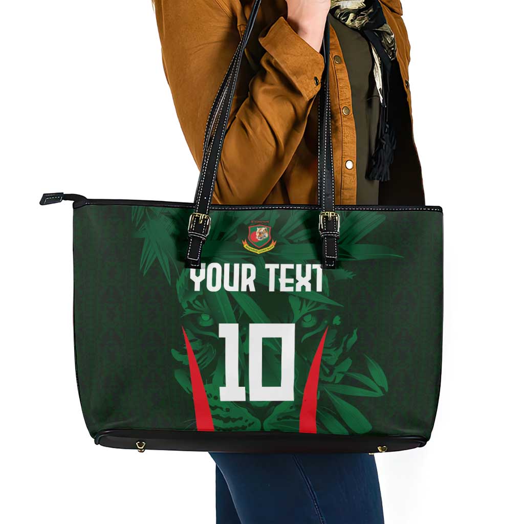 Custom Bangladesh Cricket Leather Tote Bag The Tigers Green-Red Glory