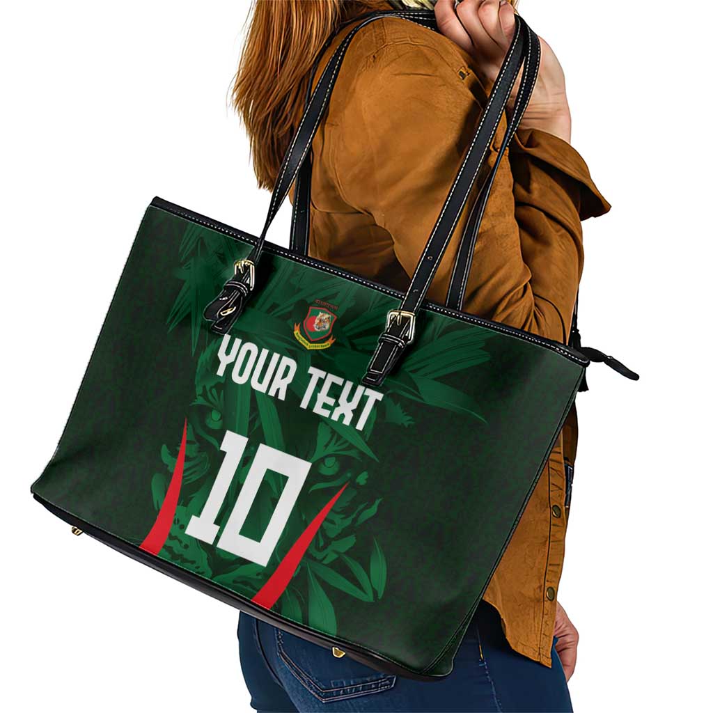 Custom Bangladesh Cricket Leather Tote Bag The Tigers Green-Red Glory