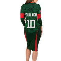Custom Bangladesh Cricket Long Sleeve Bodycon Dress The Tigers Green-Red Glory