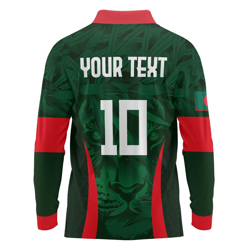 Custom Bangladesh Cricket Long Sleeve Polo Shirt The Tigers Green-Red Glory