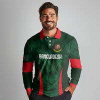 Custom Bangladesh Cricket Long Sleeve Polo Shirt The Tigers Green-Red Glory