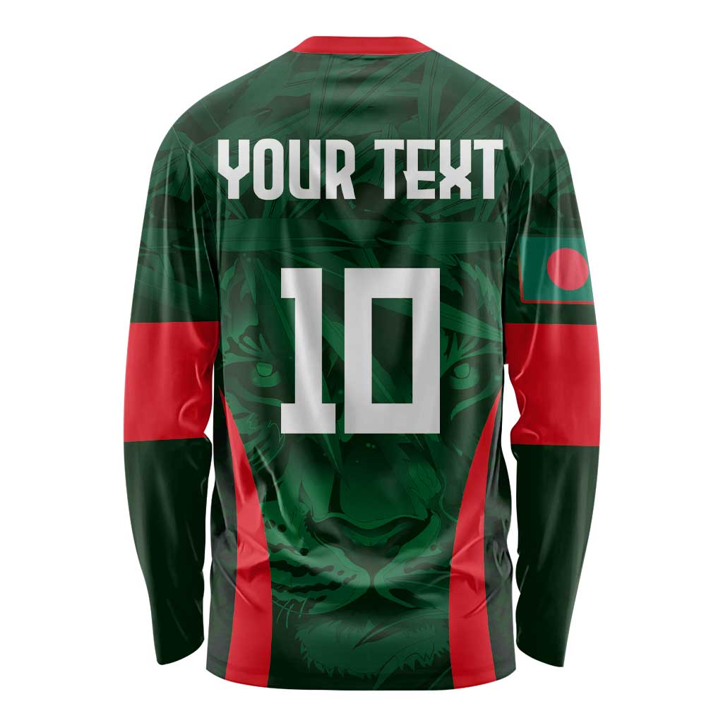 Custom Bangladesh Cricket Long Sleeve Shirt The Tigers Green-Red Glory