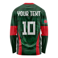 Custom Bangladesh Cricket Long Sleeve Shirt The Tigers Green-Red Glory