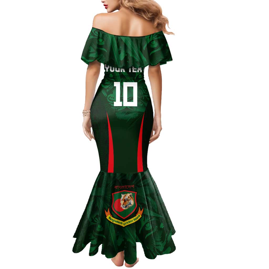 Custom Bangladesh Cricket Mermaid Dress The Tigers Green-Red Glory