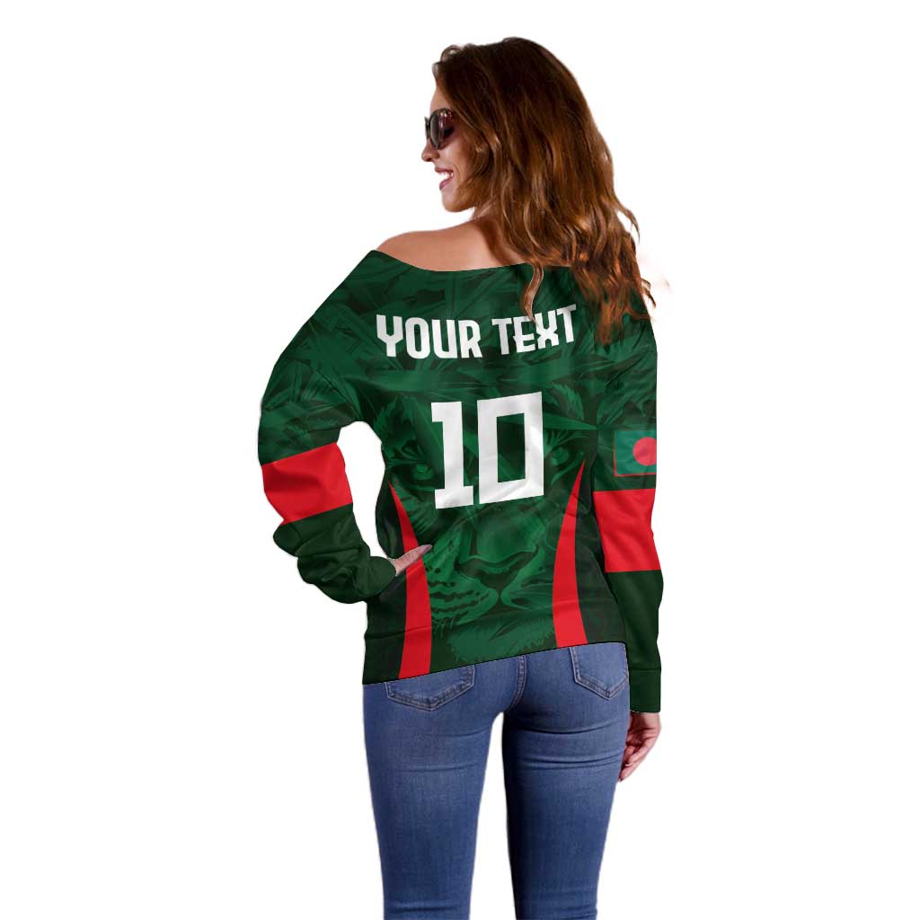 Custom Bangladesh Cricket Off Shoulder Sweater The Tigers Green-Red Glory
