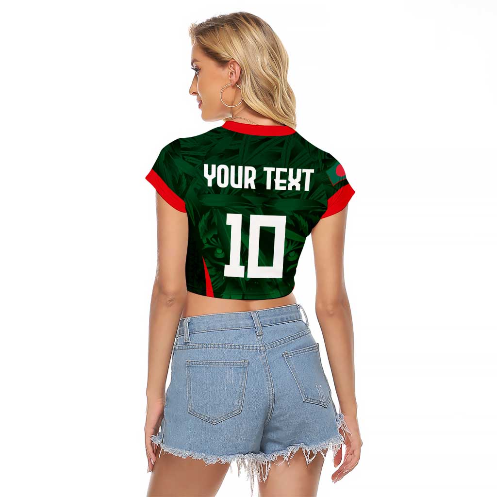 Custom Bangladesh Cricket Raglan Cropped T Shirt The Tigers Green-Red Glory