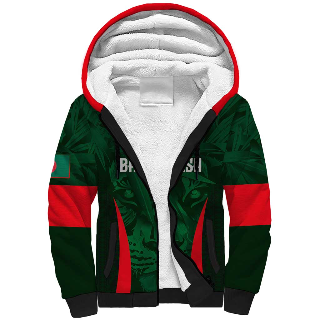 Custom Bangladesh Cricket Sherpa Hoodie The Tigers Green-Red Glory