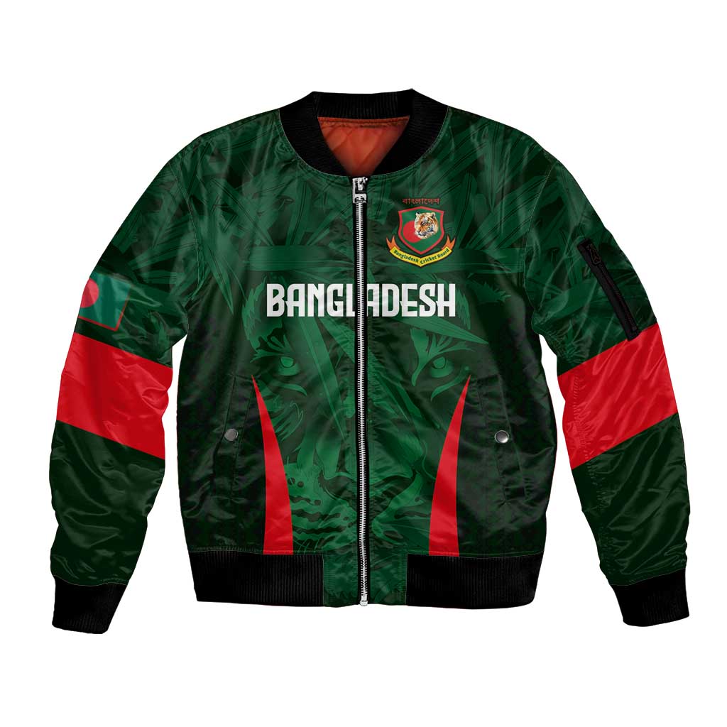 Custom Bangladesh Cricket Sleeve Zip Bomber Jacket The Tigers Green-Red Glory