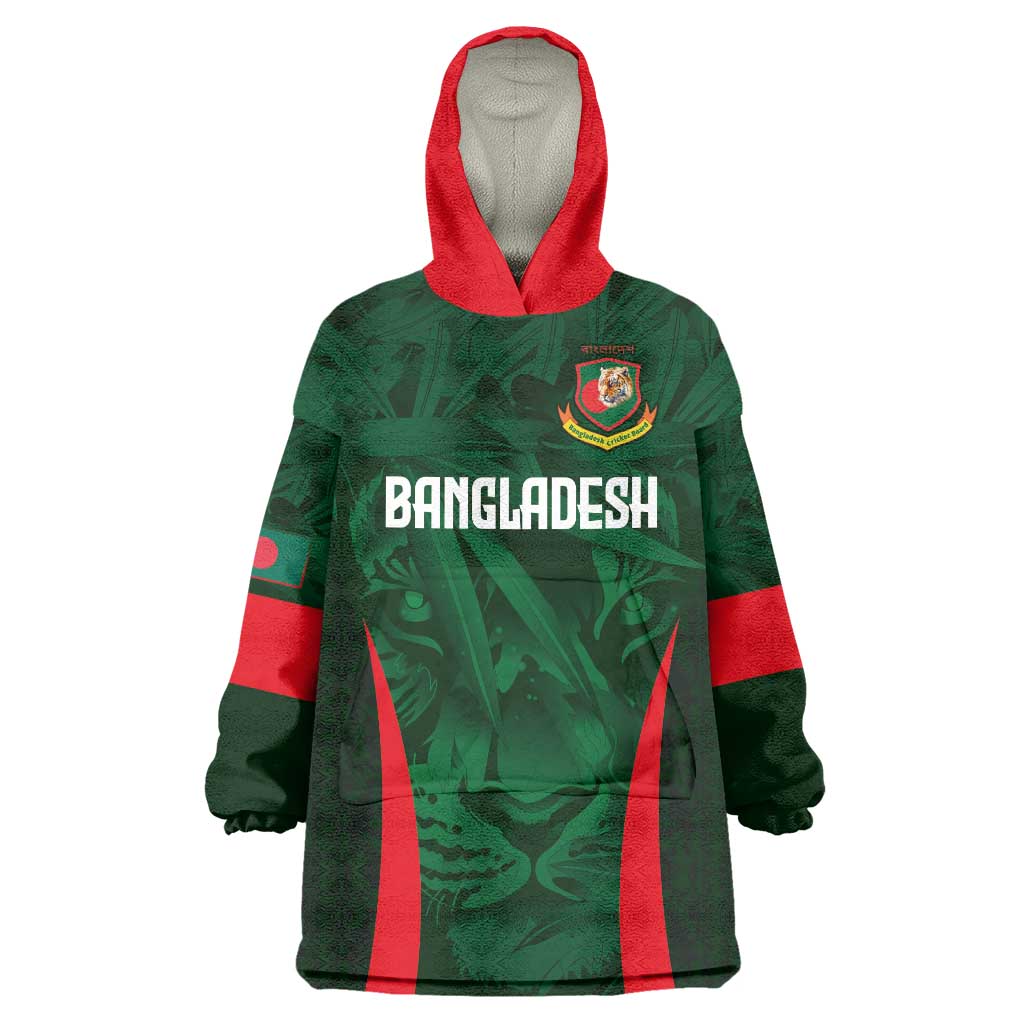 Custom Bangladesh Cricket Wearable Blanket Hoodie The Tigers Green-Red Glory