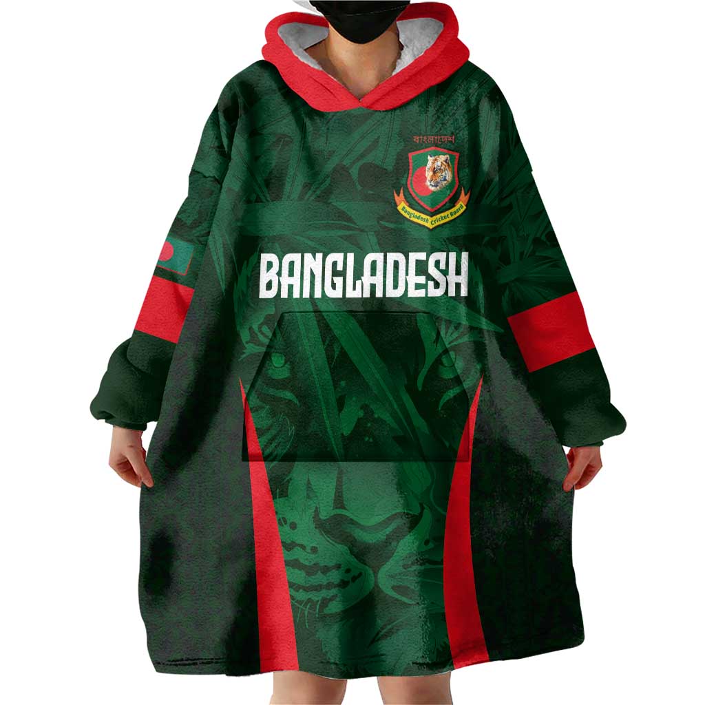 Custom Bangladesh Cricket Wearable Blanket Hoodie The Tigers Green-Red Glory