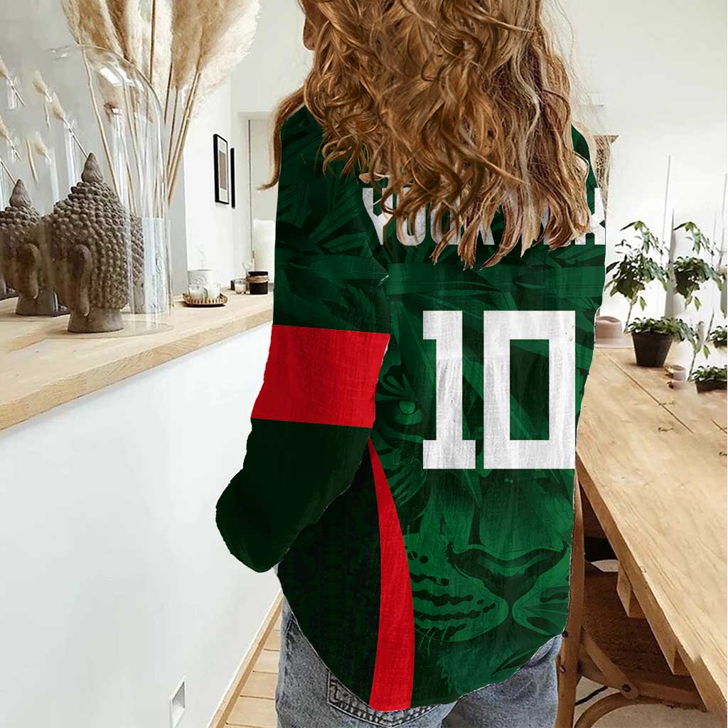 Custom Bangladesh Cricket Women Casual Shirt The Tigers Green-Red Glory