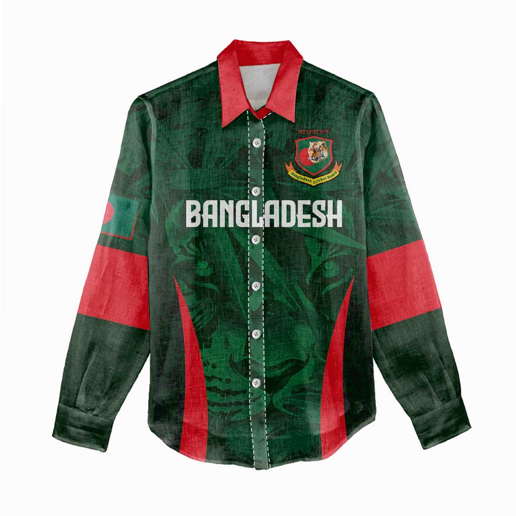 Custom Bangladesh Cricket Women Casual Shirt The Tigers Green-Red Glory